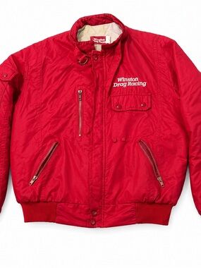 Vintage Winston Drag Racing Bomber Jacket Red Made in USA Men’s Medium